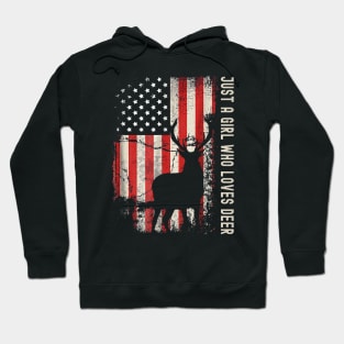 Just A Girl Who Loves Deer American Flag Hoodie